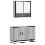 vidaXL Set mobilier de baie, 2 piese, gri sonoma, lemn prelucrat vidaXL Set mobilier de baie, 2 piese, gri sonoma, lemn prelucrat