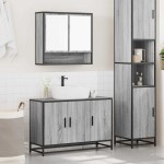 vidaXL Set mobilier de baie, 2 piese, gri sonoma, lemn prelucrat vidaXL Set mobilier de baie, 2 piese, gri sonoma, lemn prelucrat
