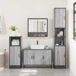 vidaXL Set mobilier de baie, 2 piese, gri sonoma, lemn prelucrat vidaXL Set mobilier de baie, 2 piese, gri sonoma, lemn prelucrat