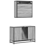 vidaXL Set mobilier de baie, 2 piese, gri sonoma, lemn prelucrat vidaXL Set mobilier de baie, 2 piese, gri sonoma, lemn prelucrat