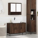 vidaXL Set mobilier de baie, 2 piese, stejar maro, lemn prelucrat vidaXL Set mobilier de baie, 2 piese, stejar maro, lemn prelucrat