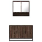 vidaXL Set mobilier de baie, 2 piese, stejar maro, lemn prelucrat vidaXL Set mobilier de baie, 2 piese, stejar maro, lemn prelucrat