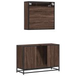 vidaXL Set mobilier de baie, 2 piese, stejar maro, lemn prelucrat vidaXL Set mobilier de baie, 2 piese, stejar maro, lemn prelucrat