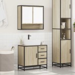 vidaXL Set mobilier de baie, 2 piese, stejar sonoma, lemn prelucrat vidaXL Set mobilier de baie, 2 piese, stejar sonoma, lemn prelucrat