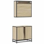 vidaXL Set mobilier de baie, 2 piese, stejar sonoma, lemn prelucrat vidaXL Set mobilier de baie, 2 piese, stejar sonoma, lemn prelucrat