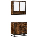 vidaXL Set mobilier de baie, 2 piese, stejar fumuriu, lemn prelucrat vidaXL Set mobilier de baie, 2 piese, stejar fumuriu, lemn prelucrat