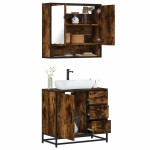 vidaXL Set mobilier de baie, 2 piese, stejar fumuriu, lemn prelucrat vidaXL Set mobilier de baie, 2 piese, stejar fumuriu, lemn prelucrat