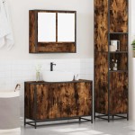 vidaXL Set mobilier de baie, 2 piese, stejar fumuriu, lemn prelucrat vidaXL Set mobilier de baie, 2 piese, stejar fumuriu, lemn prelucrat