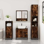 vidaXL Set mobilier de baie, 2 piese, stejar fumuriu, lemn prelucrat vidaXL Set mobilier de baie, 2 piese, stejar fumuriu, lemn prelucrat