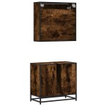 vidaXL Set mobilier de baie, 2 piese, stejar fumuriu, lemn prelucrat vidaXL Set mobilier de baie, 2 piese, stejar fumuriu, lemn prelucrat