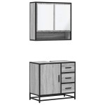 vidaXL Set mobilier de baie, 2 piese, gri sonoma, lemn prelucrat vidaXL Set mobilier de baie, 2 piese, gri sonoma, lemn prelucrat