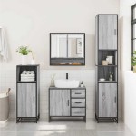 vidaXL Set mobilier de baie, 2 piese, gri sonoma, lemn prelucrat vidaXL Set mobilier de baie, 2 piese, gri sonoma, lemn prelucrat