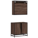 vidaXL Set mobilier de baie, 2 piese, stejar maro, lemn prelucrat vidaXL Set mobilier de baie, 2 piese, stejar maro, lemn prelucrat