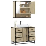 vidaXL Set mobilier de baie, 2 piese, stejar sonoma, lemn prelucrat vidaXL Set mobilier de baie, 2 piese, stejar sonoma, lemn prelucrat