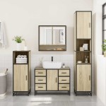 vidaXL Set mobilier de baie, 2 piese, stejar sonoma, lemn prelucrat vidaXL Set mobilier de baie, 2 piese, stejar sonoma, lemn prelucrat