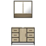 vidaXL Set mobilier de baie, 2 piese, stejar sonoma, lemn prelucrat vidaXL Set mobilier de baie, 2 piese, stejar sonoma, lemn prelucrat