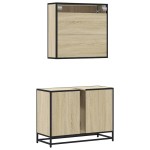 vidaXL Set mobilier de baie, 2 piese, stejar sonoma, lemn prelucrat vidaXL Set mobilier de baie, 2 piese, stejar sonoma, lemn prelucrat
