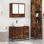 vidaXL Set mobilier de baie, 2 piese, stejar fumuriu, lemn prelucrat vidaXL Set mobilier de baie, 2 piese, stejar fumuriu, lemn prelucrat