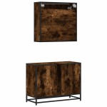 vidaXL Set mobilier de baie, 2 piese, stejar fumuriu, lemn prelucrat vidaXL Set mobilier de baie, 2 piese, stejar fumuriu, lemn prelucrat