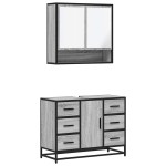 vidaXL Set mobilier de baie, 2 piese, gri sonoma, lemn prelucrat vidaXL Set mobilier de baie, 2 piese, gri sonoma, lemn prelucrat
