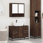vidaXL Set mobilier de baie, 2 piese, stejar maro, lemn prelucrat vidaXL Set mobilier de baie, 2 piese, stejar maro, lemn prelucrat