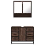 vidaXL Set mobilier de baie, 2 piese, stejar maro, lemn prelucrat vidaXL Set mobilier de baie, 2 piese, stejar maro, lemn prelucrat