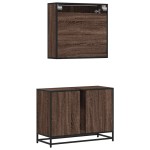 vidaXL Set mobilier de baie, 2 piese, stejar maro, lemn prelucrat vidaXL Set mobilier de baie, 2 piese, stejar maro, lemn prelucrat