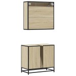 vidaXL Set mobilier de baie, 2 piese, stejar sonoma, lemn prelucrat vidaXL Set mobilier de baie, 2 piese, stejar sonoma, lemn prelucrat