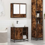 vidaXL Set mobilier de baie, 2 piese, stejar fumuriu, lemn prelucrat vidaXL Set mobilier de baie, 2 piese, stejar fumuriu, lemn prelucrat