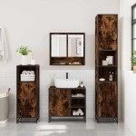 vidaXL Set mobilier de baie, 2 piese, stejar fumuriu, lemn prelucrat vidaXL Set mobilier de baie, 2 piese, stejar fumuriu, lemn prelucrat