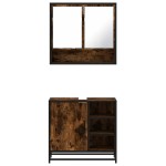 vidaXL Set mobilier de baie, 2 piese, stejar fumuriu, lemn prelucrat vidaXL Set mobilier de baie, 2 piese, stejar fumuriu, lemn prelucrat