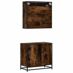 vidaXL Set mobilier de baie, 2 piese, stejar fumuriu, lemn prelucrat vidaXL Set mobilier de baie, 2 piese, stejar fumuriu, lemn prelucrat