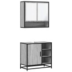 vidaXL Set mobilier de baie, 2 piese, gri sonoma, lemn prelucrat vidaXL Set mobilier de baie, 2 piese, gri sonoma, lemn prelucrat