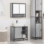 vidaXL Set mobilier de baie, 2 piese, gri sonoma, lemn prelucrat vidaXL Set mobilier de baie, 2 piese, gri sonoma, lemn prelucrat