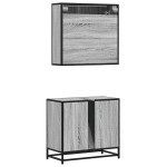 vidaXL Set mobilier de baie, 2 piese, gri sonoma, lemn prelucrat vidaXL Set mobilier de baie, 2 piese, gri sonoma, lemn prelucrat