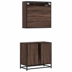 vidaXL Set mobilier de baie, 2 piese, stejar maro, lemn prelucrat vidaXL Set mobilier de baie, 2 piese, stejar maro, lemn prelucrat