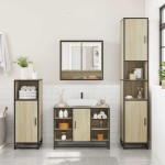 vidaXL Set mobilier de baie, 2 piese, stejar sonoma, lemn prelucrat vidaXL Set mobilier de baie, 2 piese, stejar sonoma, lemn prelucrat