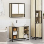 vidaXL Set mobilier de baie, 2 piese, stejar sonoma, lemn prelucrat vidaXL Set mobilier de baie, 2 piese, stejar sonoma, lemn prelucrat