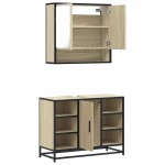 vidaXL Set mobilier de baie, 2 piese, stejar sonoma, lemn prelucrat vidaXL Set mobilier de baie, 2 piese, stejar sonoma, lemn prelucrat