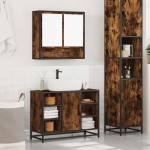 vidaXL Set mobilier de baie, 2 piese, stejar fumuriu, lemn prelucrat vidaXL Set mobilier de baie, 2 piese, stejar fumuriu, lemn prelucrat