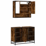 vidaXL Set mobilier de baie, 2 piese, stejar fumuriu, lemn prelucrat vidaXL Set mobilier de baie, 2 piese, stejar fumuriu, lemn prelucrat