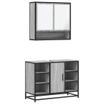 vidaXL Set mobilier de baie, 2 piese, gri sonoma, lemn prelucrat vidaXL Set mobilier de baie, 2 piese, gri sonoma, lemn prelucrat