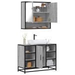 vidaXL Set mobilier de baie, 2 piese, gri sonoma, lemn prelucrat vidaXL Set mobilier de baie, 2 piese, gri sonoma, lemn prelucrat