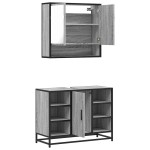 vidaXL Set mobilier de baie, 2 piese, gri sonoma, lemn prelucrat vidaXL Set mobilier de baie, 2 piese, gri sonoma, lemn prelucrat