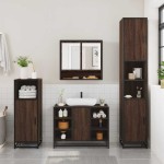 vidaXL Set mobilier de baie, 2 piese, stejar maro, lemn prelucrat vidaXL Set mobilier de baie, 2 piese, stejar maro, lemn prelucrat