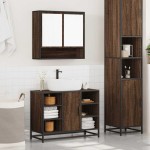 vidaXL Set mobilier de baie, 2 piese, stejar maro, lemn prelucrat vidaXL Set mobilier de baie, 2 piese, stejar maro, lemn prelucrat