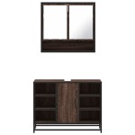 vidaXL Set mobilier de baie, 2 piese, stejar maro, lemn prelucrat vidaXL Set mobilier de baie, 2 piese, stejar maro, lemn prelucrat