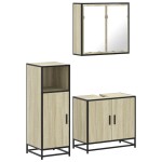 vidaXL Set mobilier de baie, 3 piese, stejar sonoma, lemn prelucrat vidaXL Set mobilier de baie, 3 piese, stejar sonoma, lemn prelucrat