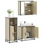 vidaXL Set mobilier de baie, 3 piese, stejar sonoma, lemn prelucrat vidaXL Set mobilier de baie, 3 piese, stejar sonoma, lemn prelucrat