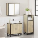 vidaXL Set mobilier de baie, 3 piese, stejar sonoma, lemn prelucrat vidaXL Set mobilier de baie, 3 piese, stejar sonoma, lemn prelucrat